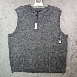 $89 NWT Hart Schaffner Marx 2XB 2X Vest Sweater Men Merino Wool V-Neck Gray‎ NEW